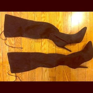 Thigh High black heeled boots